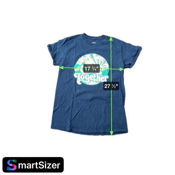 Come Together Print Navy Blue Short Sleeve Crew Neck Graphic Tee SZ Small - Picture 6 of 7